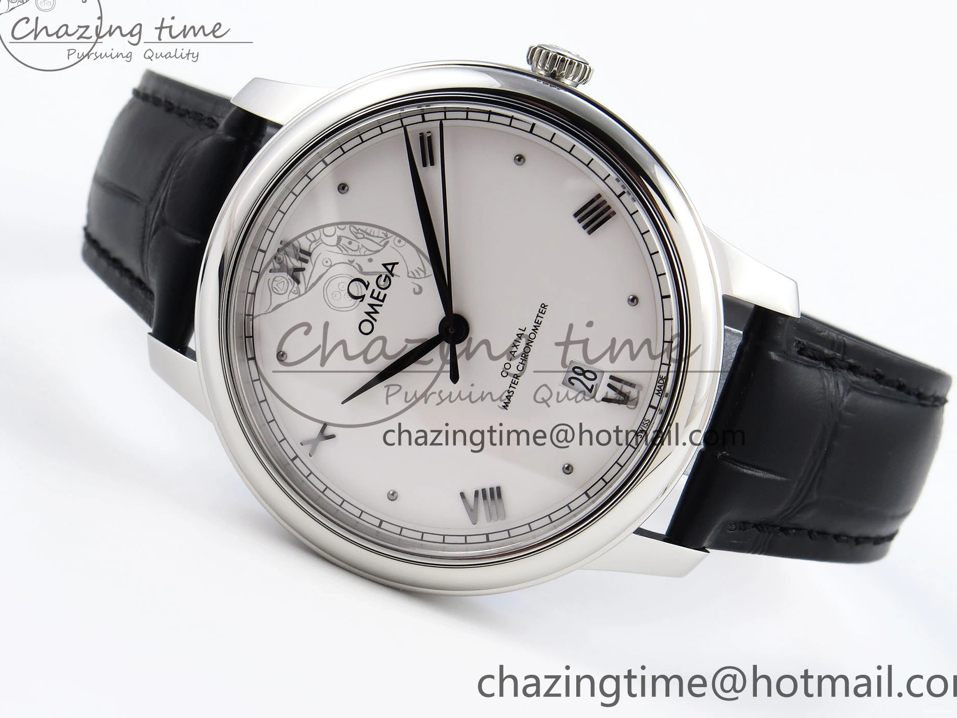 0325 ZipUp De Ville Date SS MKF 1:1 Best Edition White Dial Roman Marker on Black Leather Strap A 7741